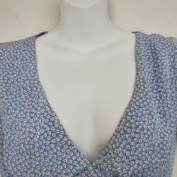 Princess Polly Women's Babydoll Top 4 Blue Floral Jamia Peplum Milkmaid Cottage - Picture 4 of 9